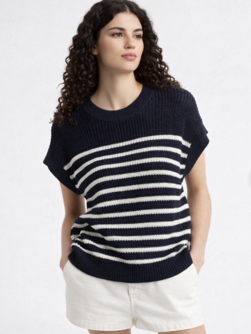 KASPER Woman's Crewneck Sweater in Blue White Stripe Plus Size 2X NWT/